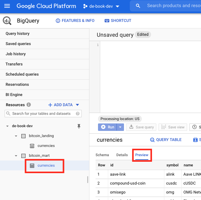 BigQuery Console