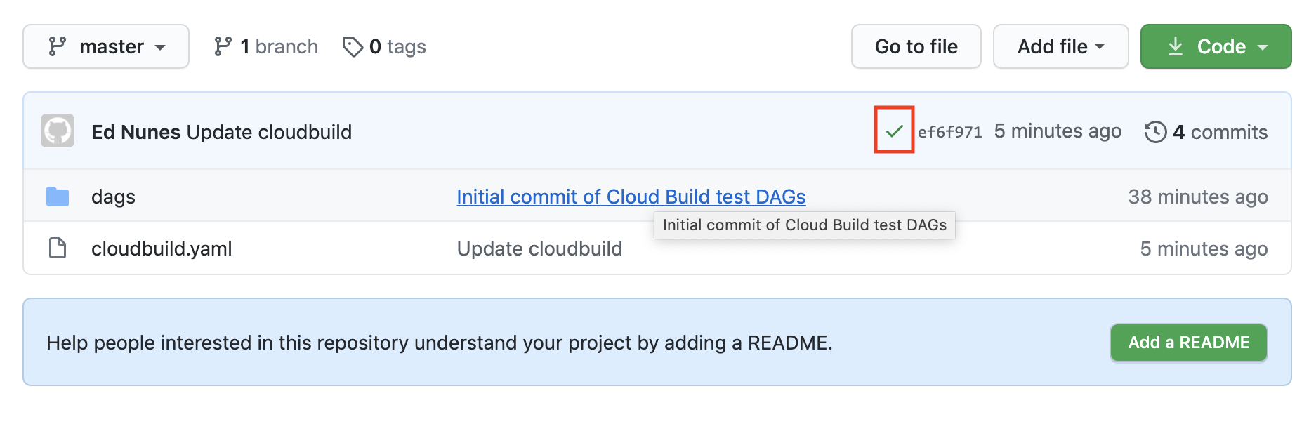 GitHub Repo Page with Build Status