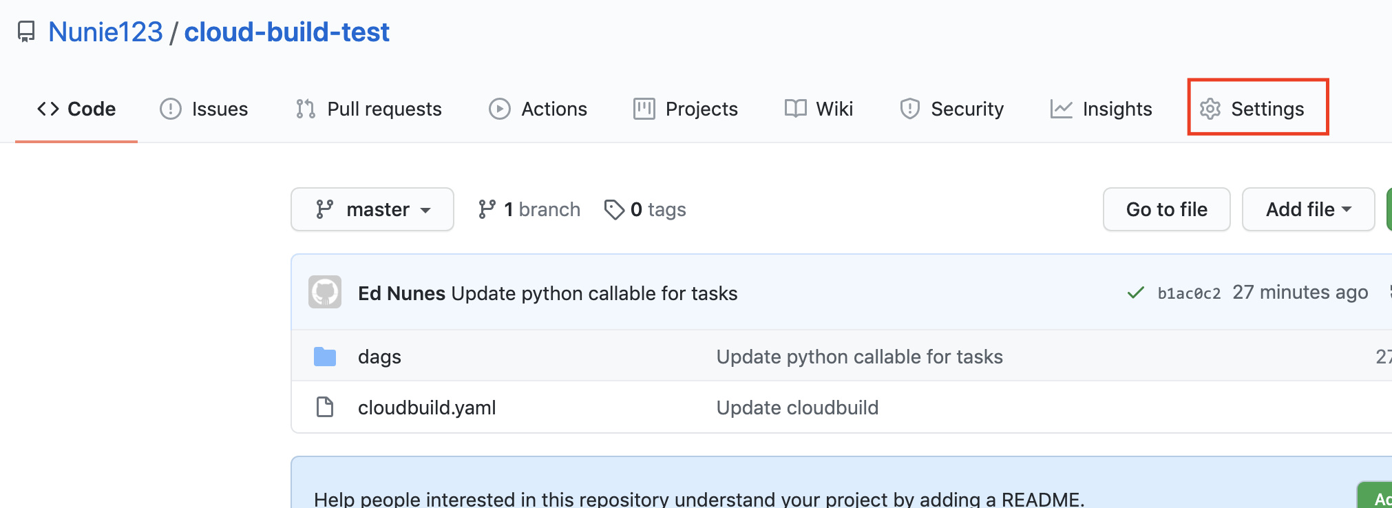 Github repository main page